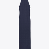Elegantní námořnicky modré midi šaty – další pohled
