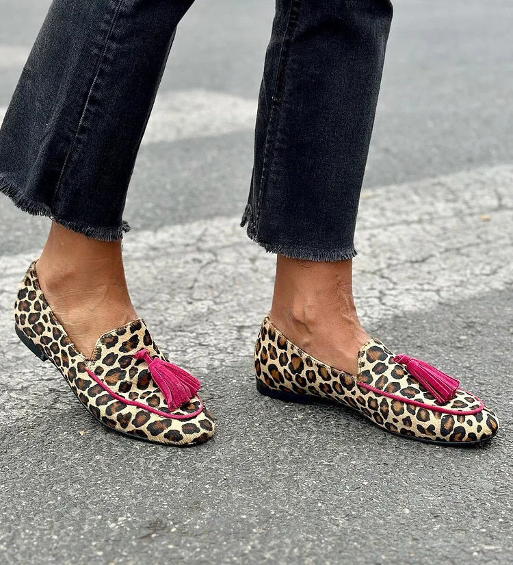 Mokasíny s leopardím potiskem – detail produktu