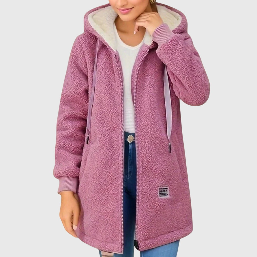Stylová a Teplá Bunda se zipem – detail střihu