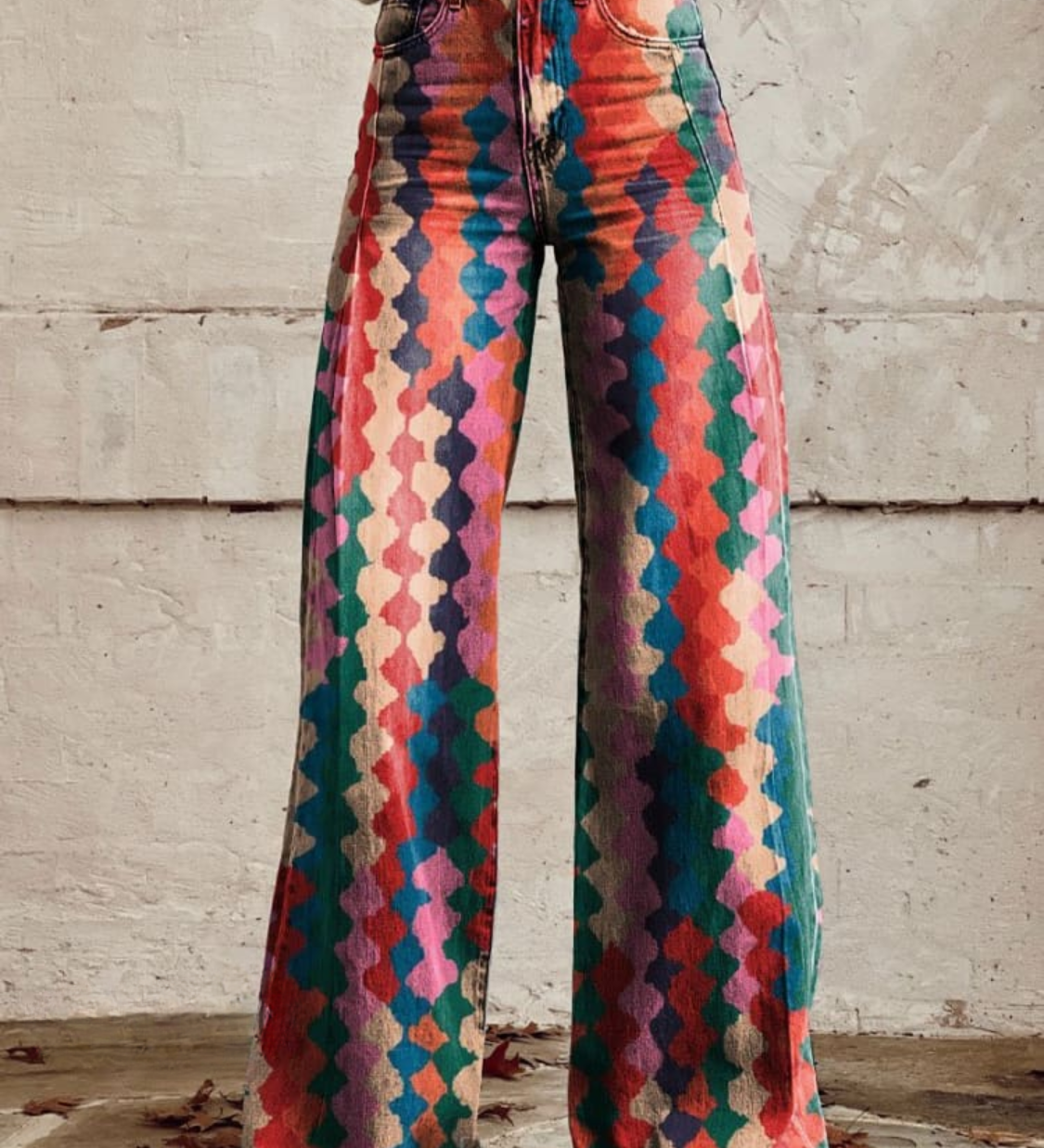 Boho kalhoty se širokými nohavicemi v boho stylu