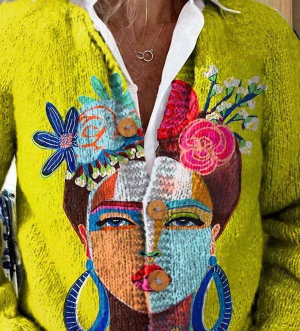 Svetr s malbou a knoflíky – detail produktu