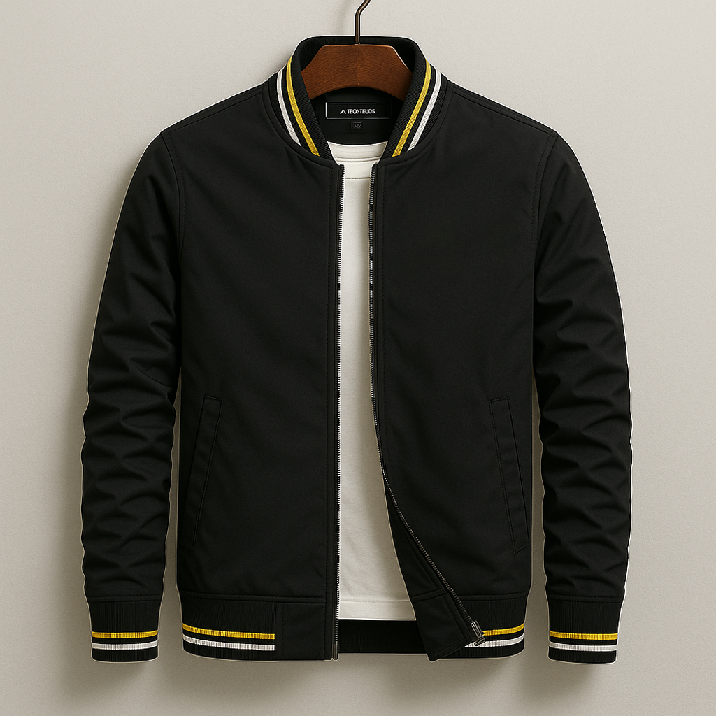 Stylový bomber s pruhy – další pohled