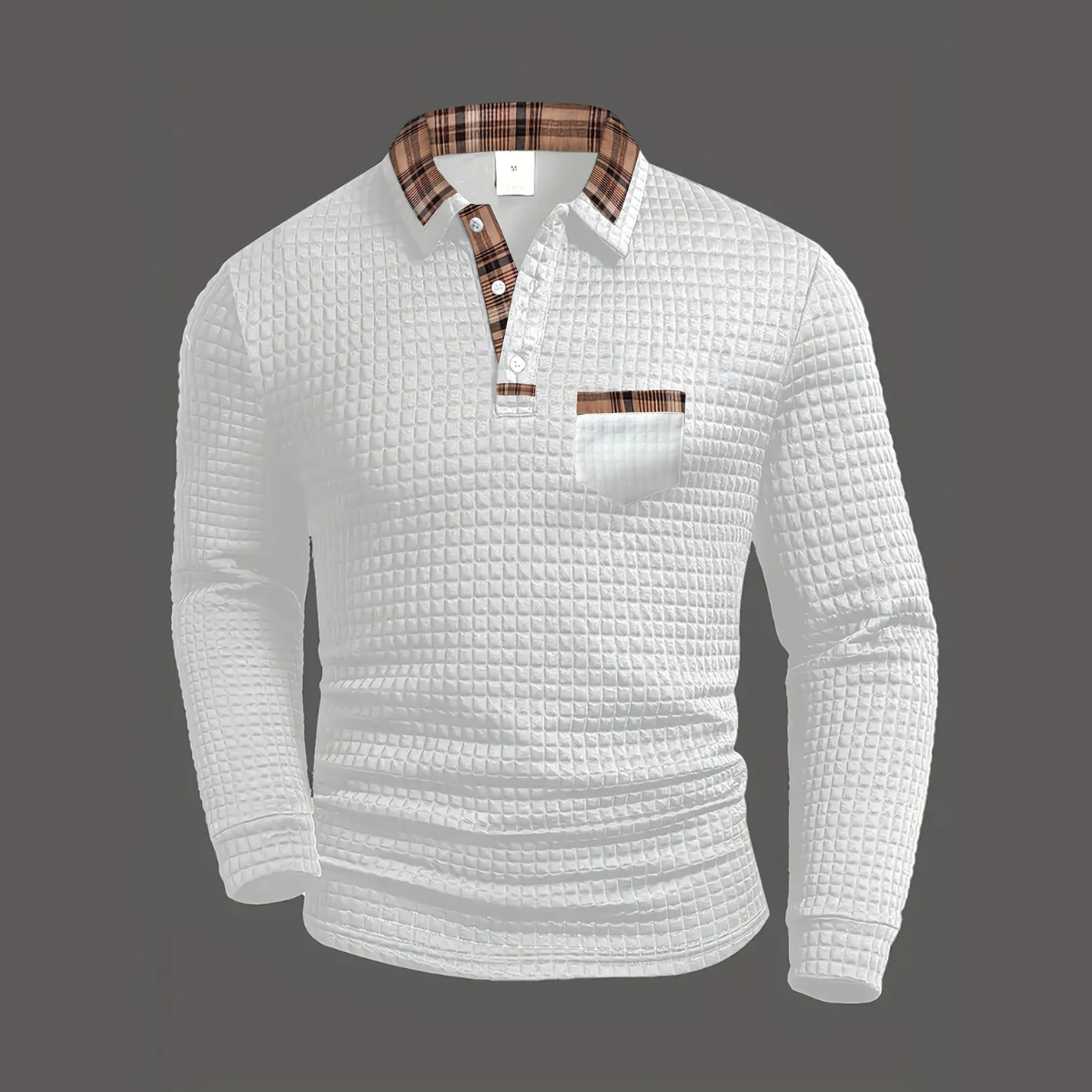 Pánský pruhovaný polo svetr – detail provedení
