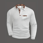 Pánský pruhovaný polo svetr – detail provedení
