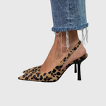 Slingback boty s leopardím potiskem
