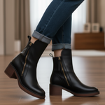 Elegantní boty z ekologické kůže s pohodlným podpatkem – pohled na model