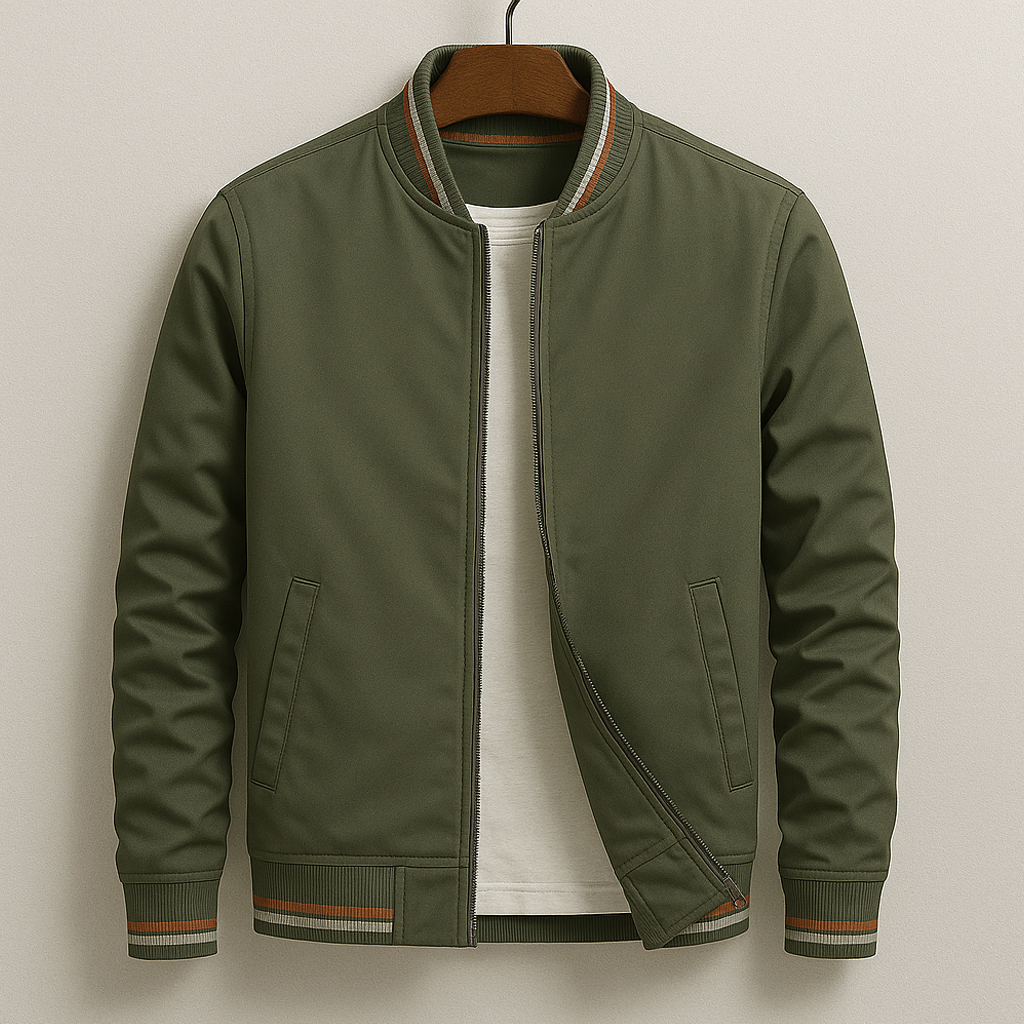 Stylový bomber s pruhy – detail střihu