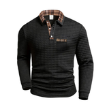 Pánský pruhovaný polo svetr – detail střihu