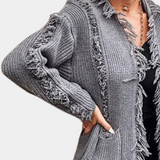 Dlouhý elegantní kardigan s volnějším střihem – detail produktu