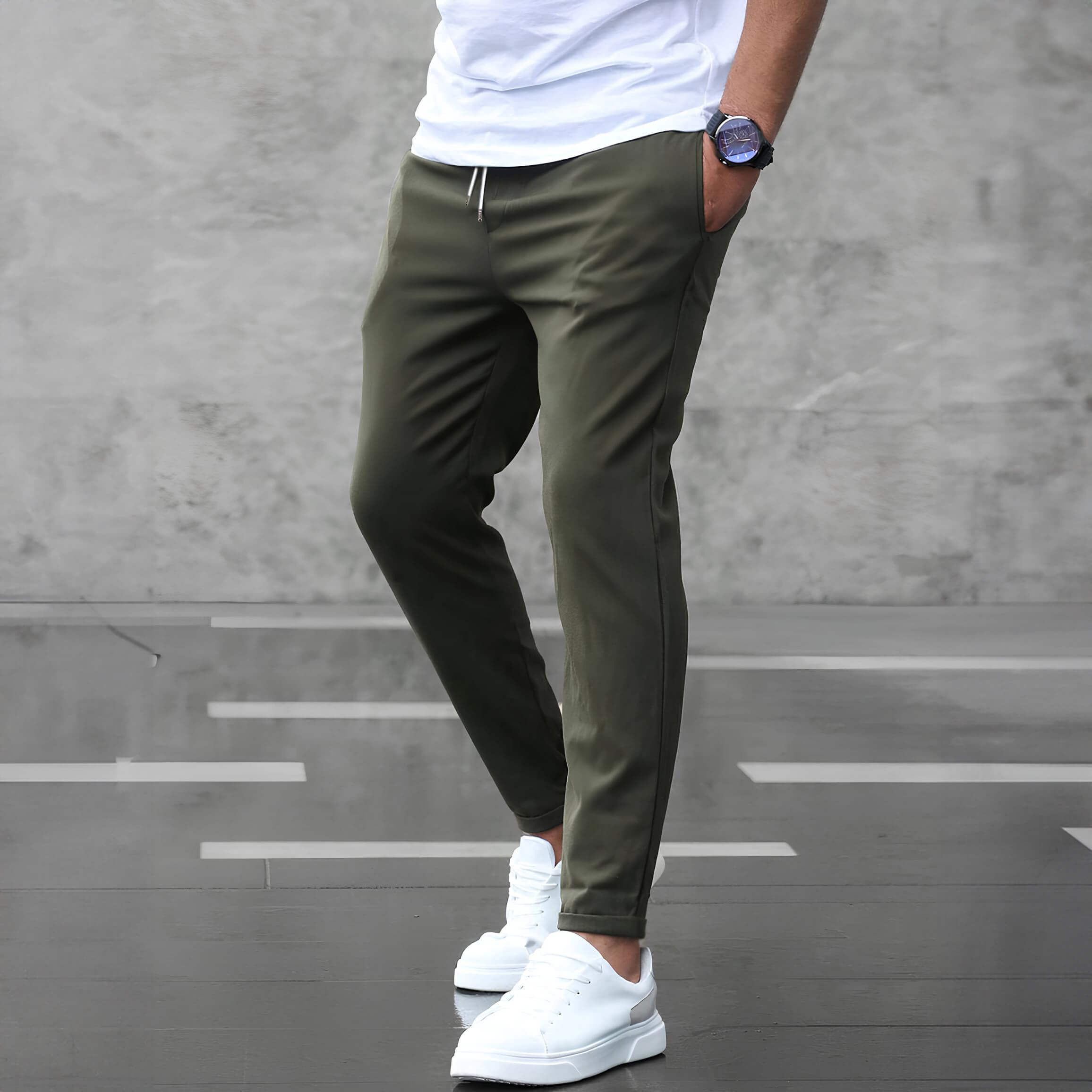 Elegantní strečové kalhoty – další pohled