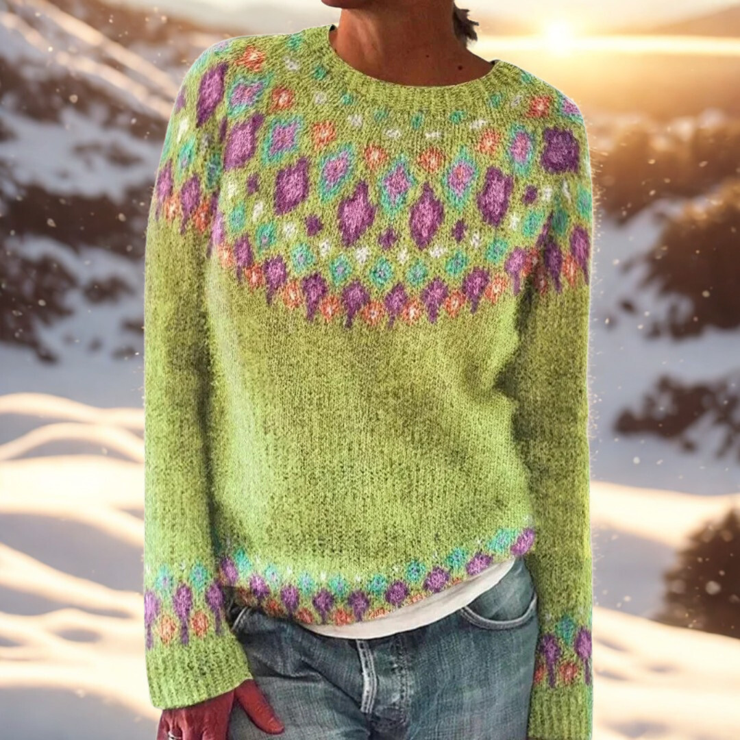 Pohodlný pletený svetr s Fair Isle detailem