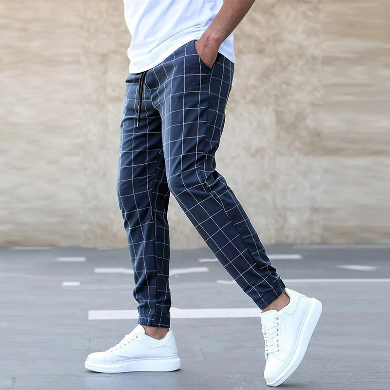 Elegantní Jogger Kalhoty s Kostkovaným Vzorem – detail produktu