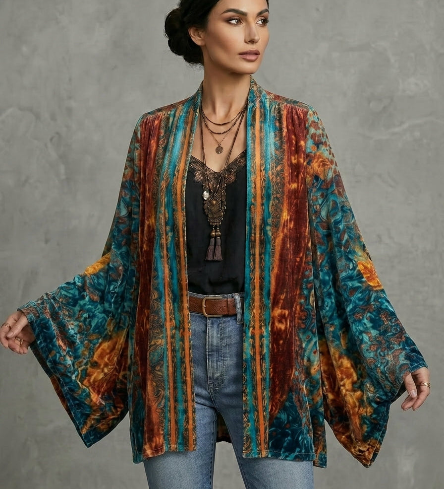 Bunda s uměleckým designem v boho stylu – detail produktu