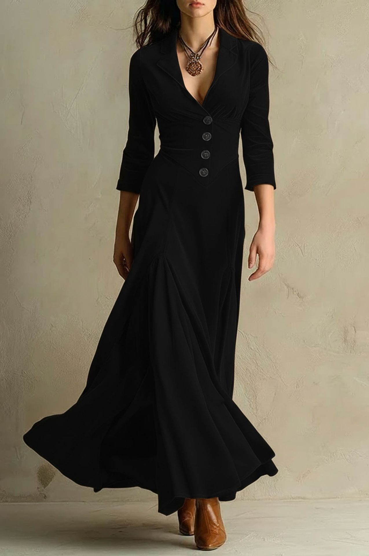 Šaty z Veluru ve Stylu Saka, Retro Styl – detail produktu
