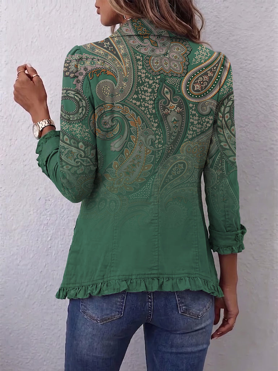 Bunda s volány a paisley vzorem v boho stylu – detail produktu
