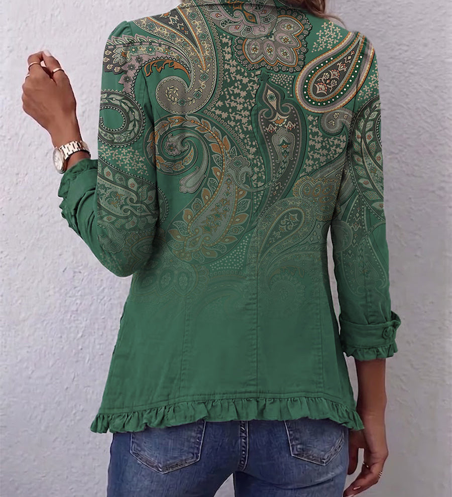 Bunda s volány a paisley vzorem v boho stylu – detail produktu