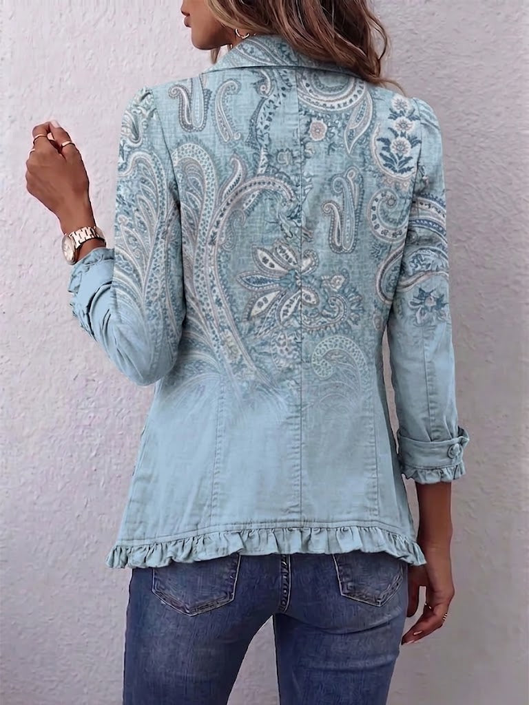 Vintage bunda s volány, s paisley potiskem s knoflíky – detail produktu