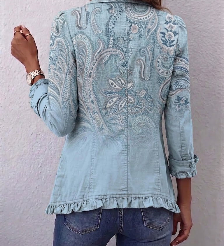 Vintage bunda s volány, s paisley potiskem s knoflíky – detail produktu