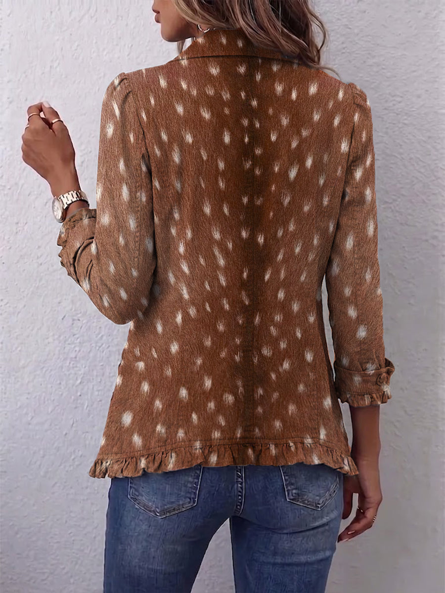 Bunda s volány a zvířecím potiskem v boho stylu – detail produktu