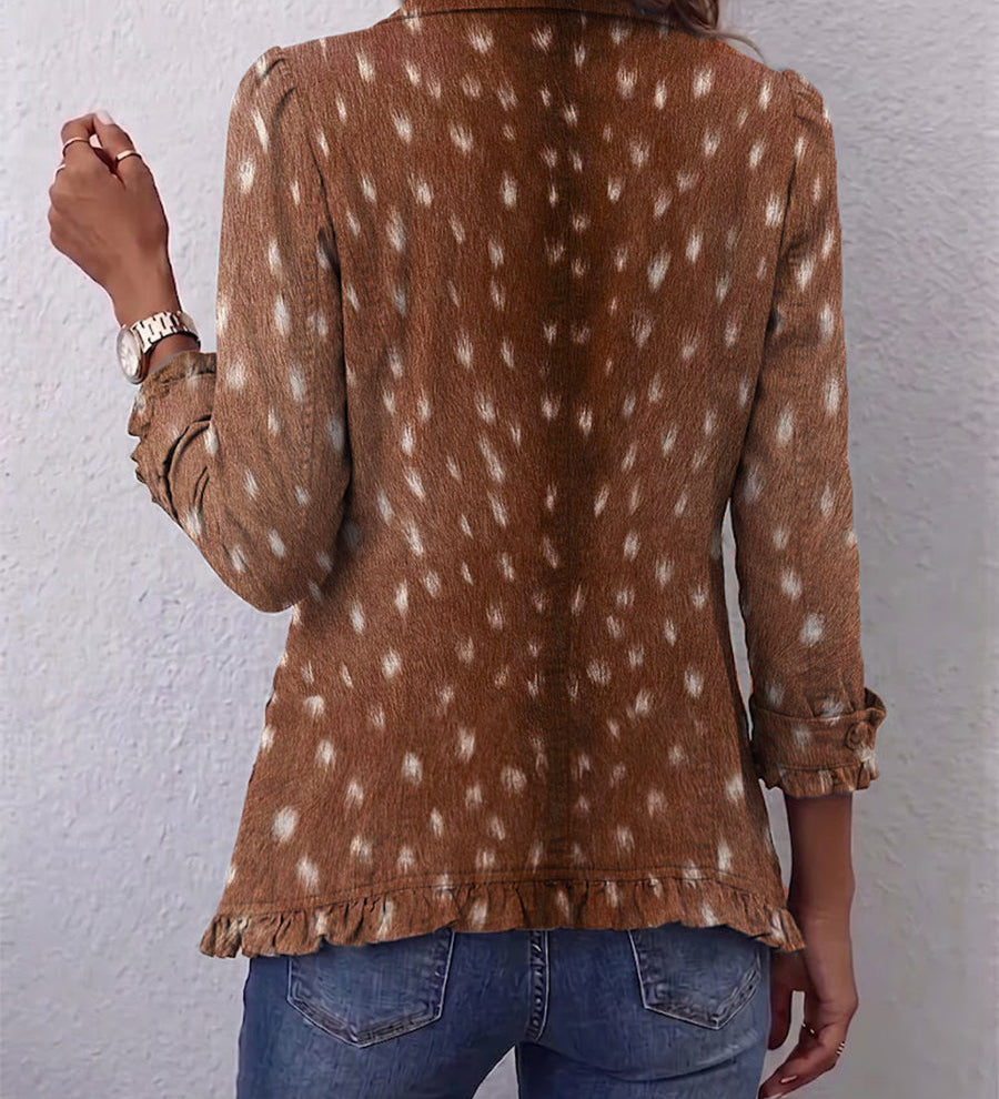 Bunda s volány a zvířecím potiskem v boho stylu – detail produktu