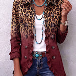Blazer s volány, s leopardím barevným přechodem s knoflíky – detail provedení
