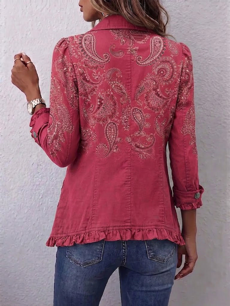 Vintage bunda s volány, s paisley potiskem – detail produktu