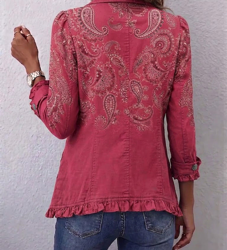 Vintage bunda s volány, s paisley potiskem – detail produktu