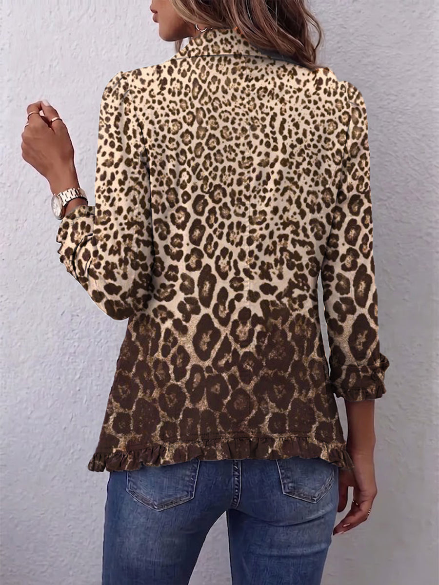 Bunda s volány, leopardí potisk – detail produktu