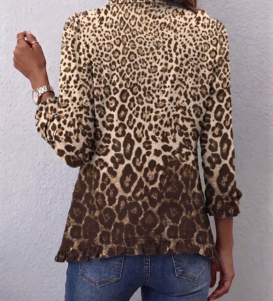 Bunda s volány, leopardí potisk – detail produktu